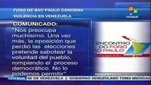 Foro de Sao Paulo condena intentos desestabilizadores en Venezuela