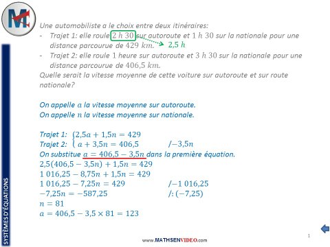Exercice: Problème à deux inconnues (substitution)