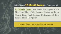 Get Cash Support For 12 Month Wth Fast Loans!