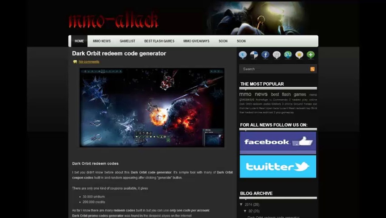 Dark Orbit redeem codes generator