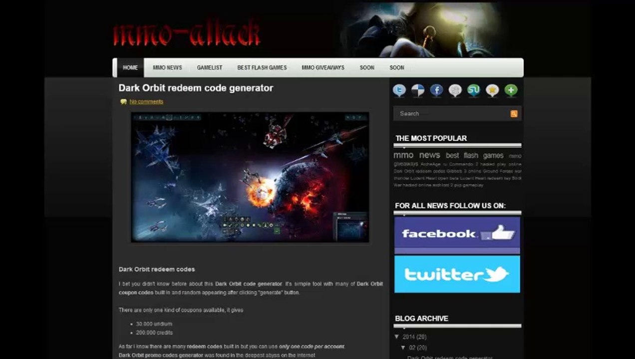 Dark Orbit promo codes! 2014
