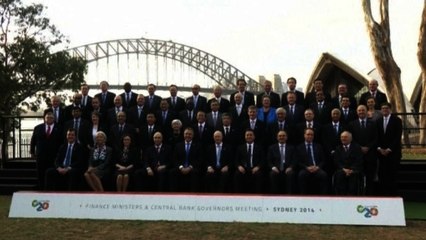 G20 finance ministers gather for group photograph in Australia's Sydney