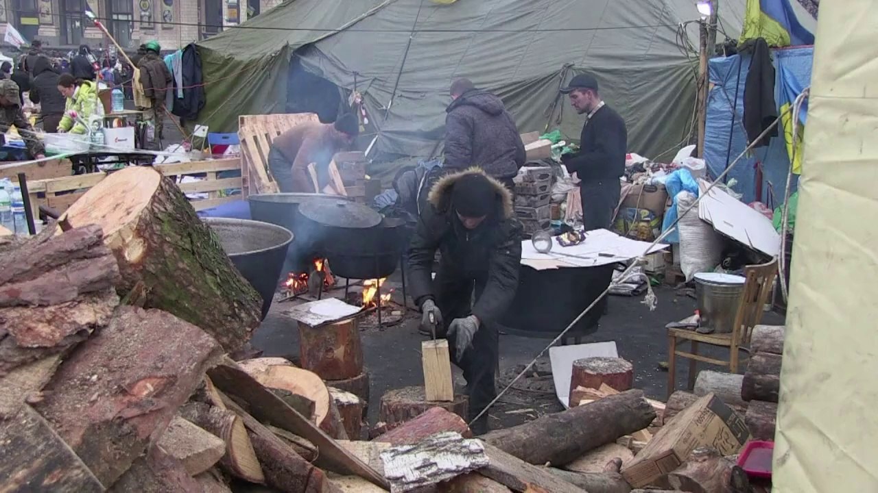 Les manifestants ukrainiens dans le bâtiment de la présidence