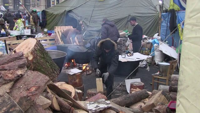 Les manifestants ukrainiens dans le bâtiment de la présidence