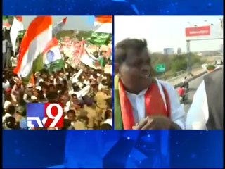 Telangana Congress leaders rally in Hyderabad