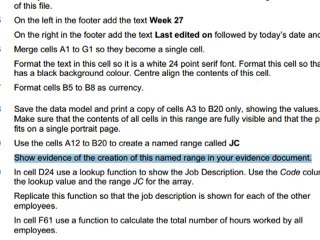 IGCSE ICT practical s12 p31 excel