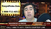New York Knicks vs. Dallas Mavericks Pick Prediction NBA Pro Basketball Odds Preview 2-24-2014