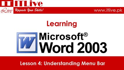 4 - Understating Menu Bar in Word 2003 (Urdu / Hindi)