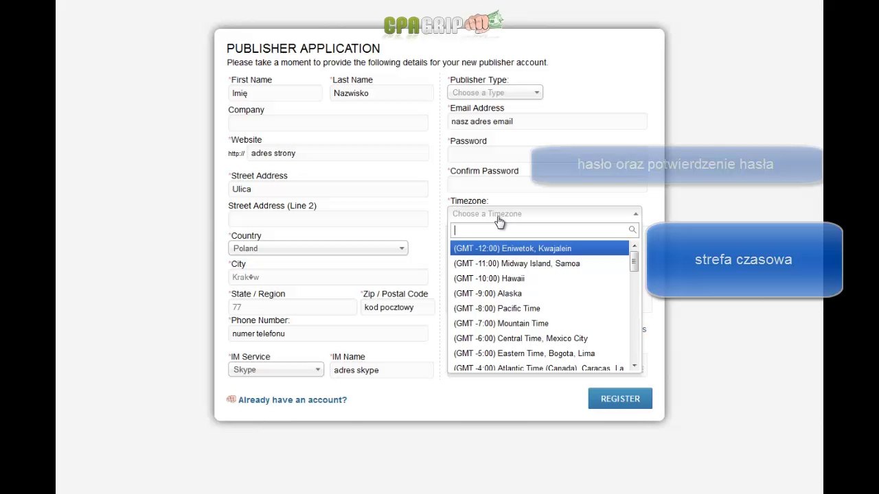 CPAGrip - Lekcja 1 - Jak zrobić konto? / Jak się zarejestrować?
