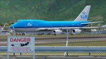 FSX KLM Boeing 747 St. Maarten Approach ( Hillside ) ( HD )