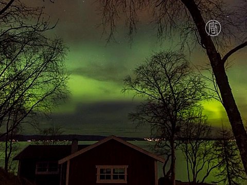 Северное сияние в Норвегии сняли на видео