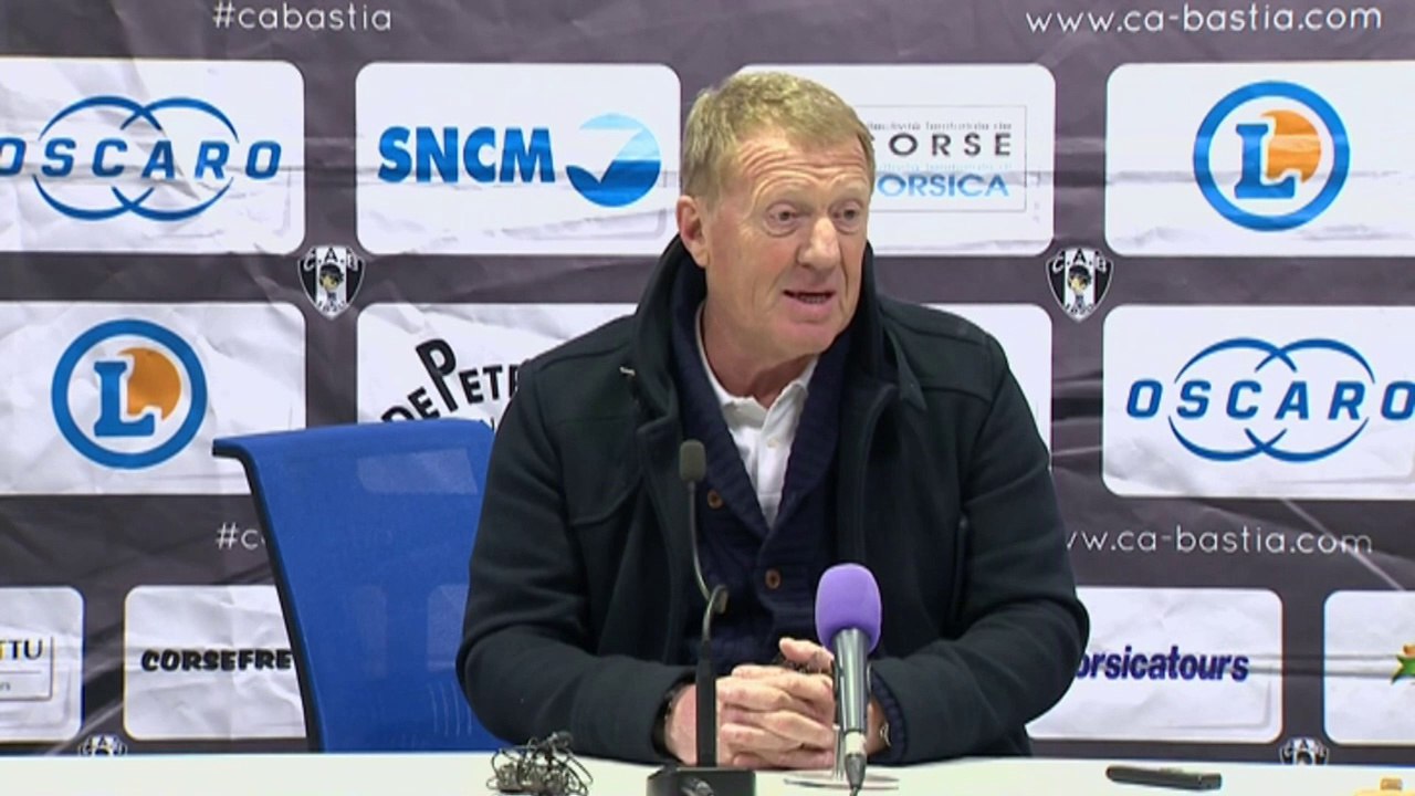 Conférence de presse CA Bastia - Stade Brestois 29 (0-1) : Stéphane ROSSI (CAB) - Alex  DUPONT (SB29) - 2013/2014