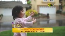 La reacción de una bebé al conocer la lluvia