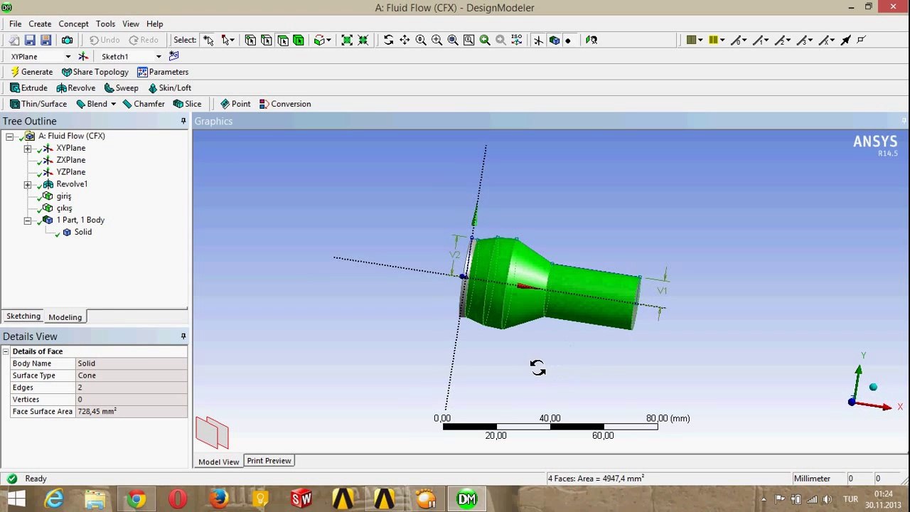 Ansys Revolve and Mesh