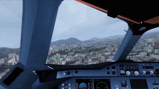 FSX A380 Kai Tak Landing ( Cockpit View ) ( HD )