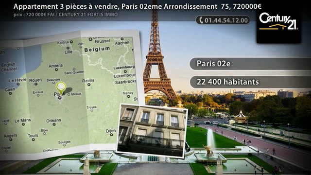 Appartement 3 pièces à vendre, Paris 02eme Arrondissement 75, 720000€