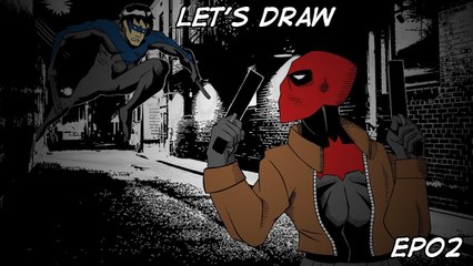 Let's Draw Nightwing Vs Red Hood Part 2: Inks & Finish