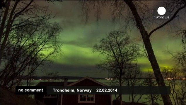 Northern lights shine bright in Norwegian city of Trondheim