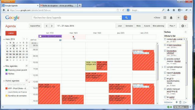 Agenda : Les tâches