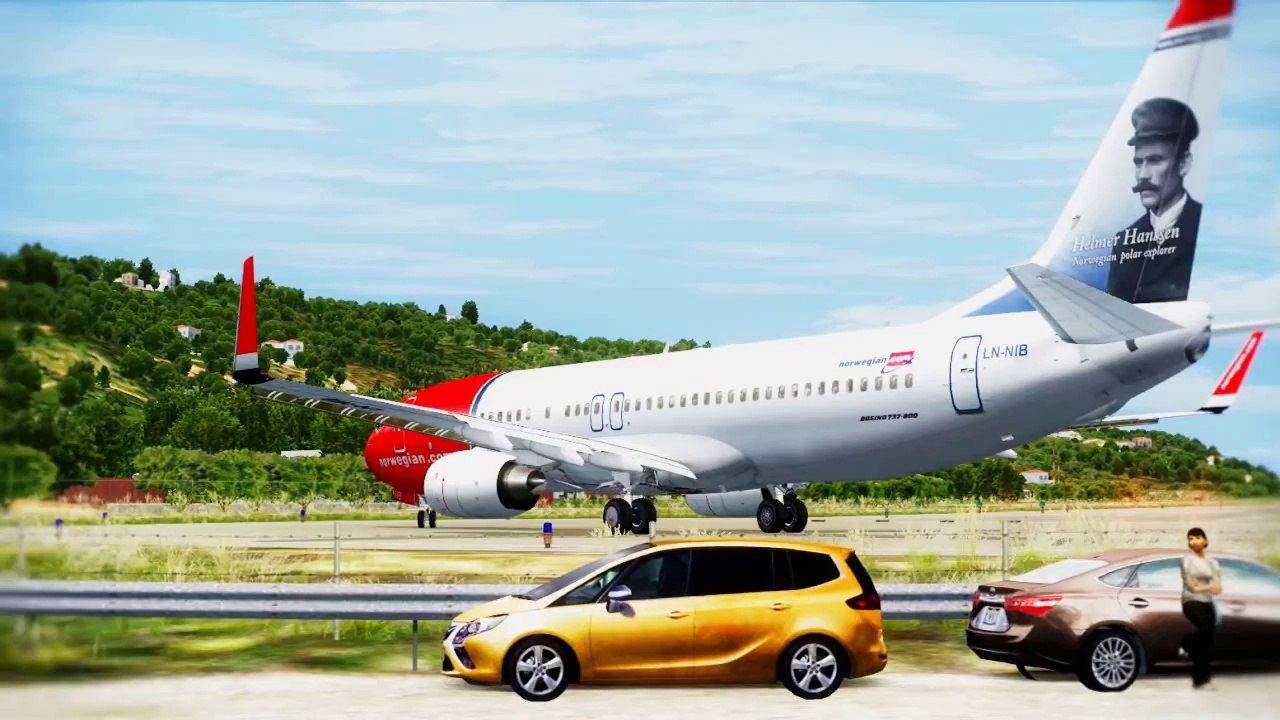 FSX Norwegian Boeing 737 Jet blast & TakeOff Skiathos ( HD )