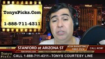 Arizona St Sun Devils vs. Stanford Cardinal Pick Prediction NCAA College Basketball Odds Preview 2-26-2014