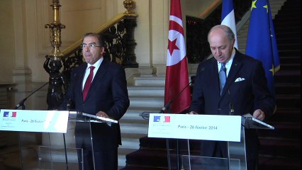 Entretien de Laurent Fabius avec son homologue tunisien Mongi Hamdi (26/02/2014)