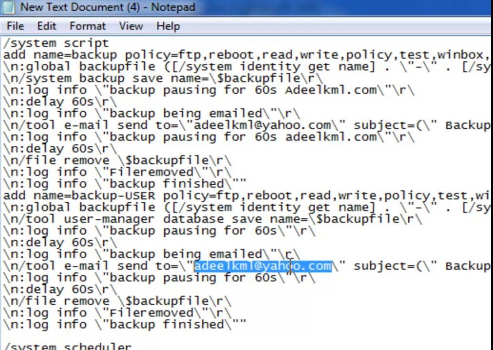 Mikroitk-Howto create and send Backup to E-mail ID automatically