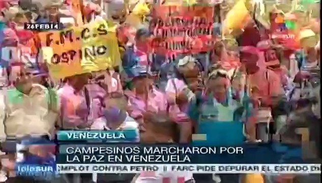 Campesinos venezolanos marchan por la paz en su país