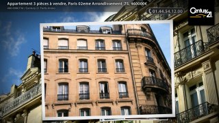 Appartement 3 pièces à vendre, Paris 02eme Arrondissement  75, 460000€