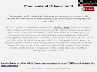 Poland market of oils from crude oil