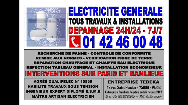 ELECTRICITE URGENCE PARIS 6eme - 0142460048 - 75006 - 24/24 - 7/7