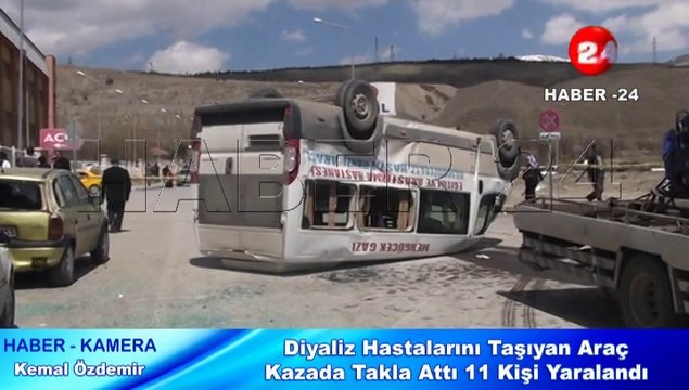 Diyaliz Hastalarını Taşıyan Araç Kazada Takla Attı 11 Kişi Yaralandı