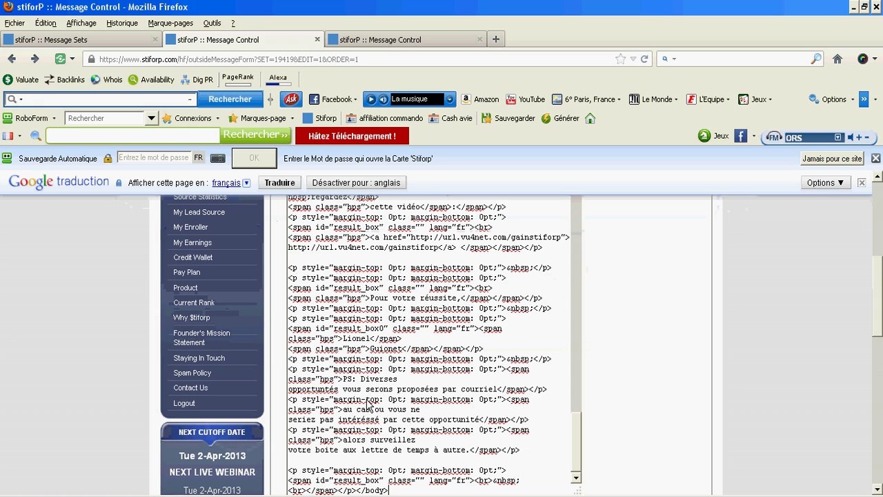 Importer un messages dans un auto-répondeur Stiforp  partie2