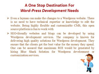 Blue Shark Solution – A one stop destination for Wordpress development needs