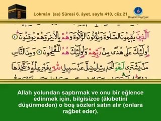 YİRMİBİRİNCİ CÜZ KURANI KERİM SAYFA 410