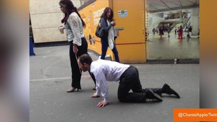 Woman Walking Man on a Leash Around London Confuses Internet