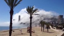 Nuage de poussière qui engloutit la ville d'Alicante... Dingue!