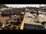 Cargo train comes off the tracks in Africa's largest slum