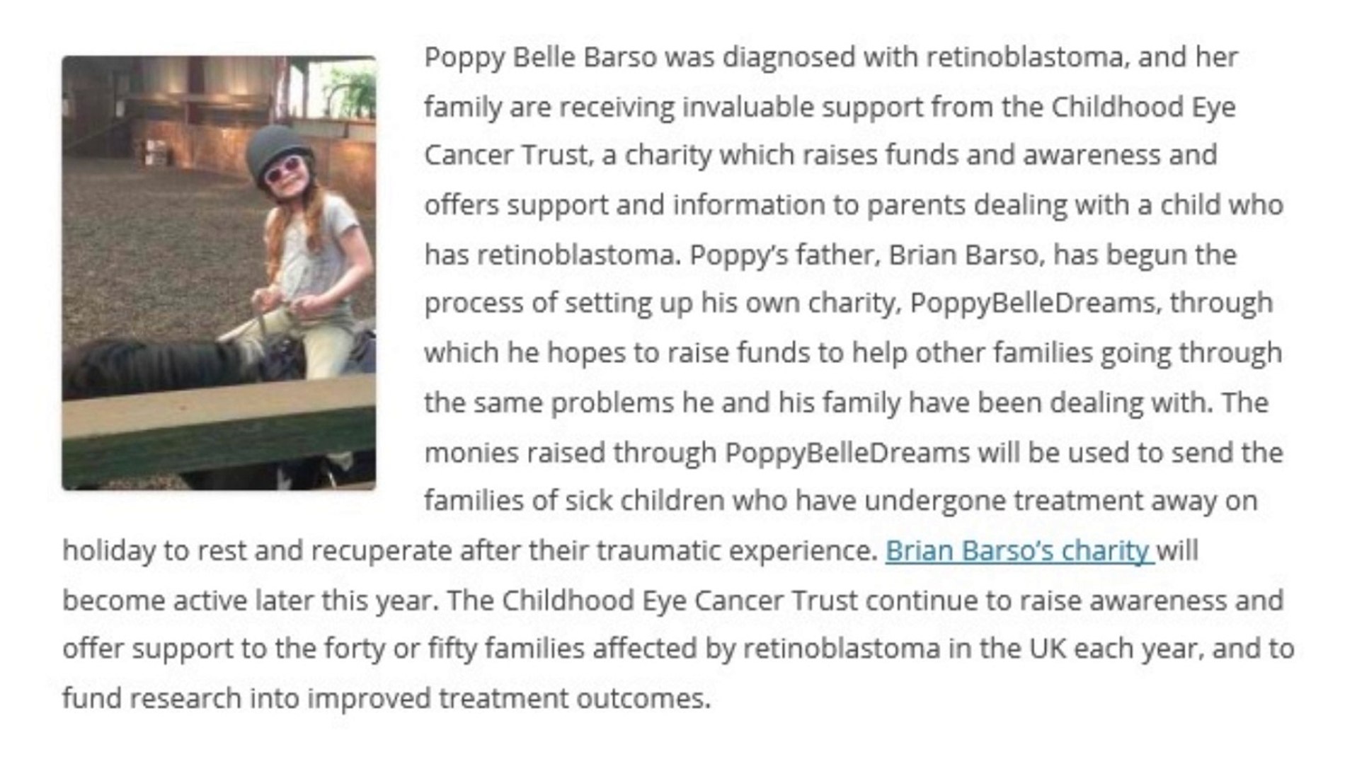 Brian Barso l Rare Childhood Eye Cancer