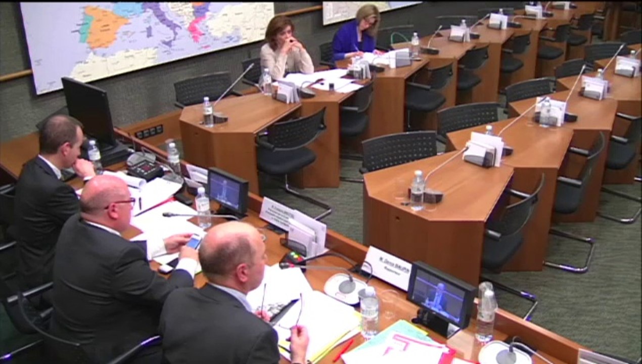 M. Gilles Trembley, Dir du GIE Assuratome; M. Maurice Corrihons, Dir des Spécialités de la Caisse centrale de réassurance; M. Pierre Picard, professeur au département d'économie de l'Ecole Polytechnique - Jeudi 10 Avril 2014