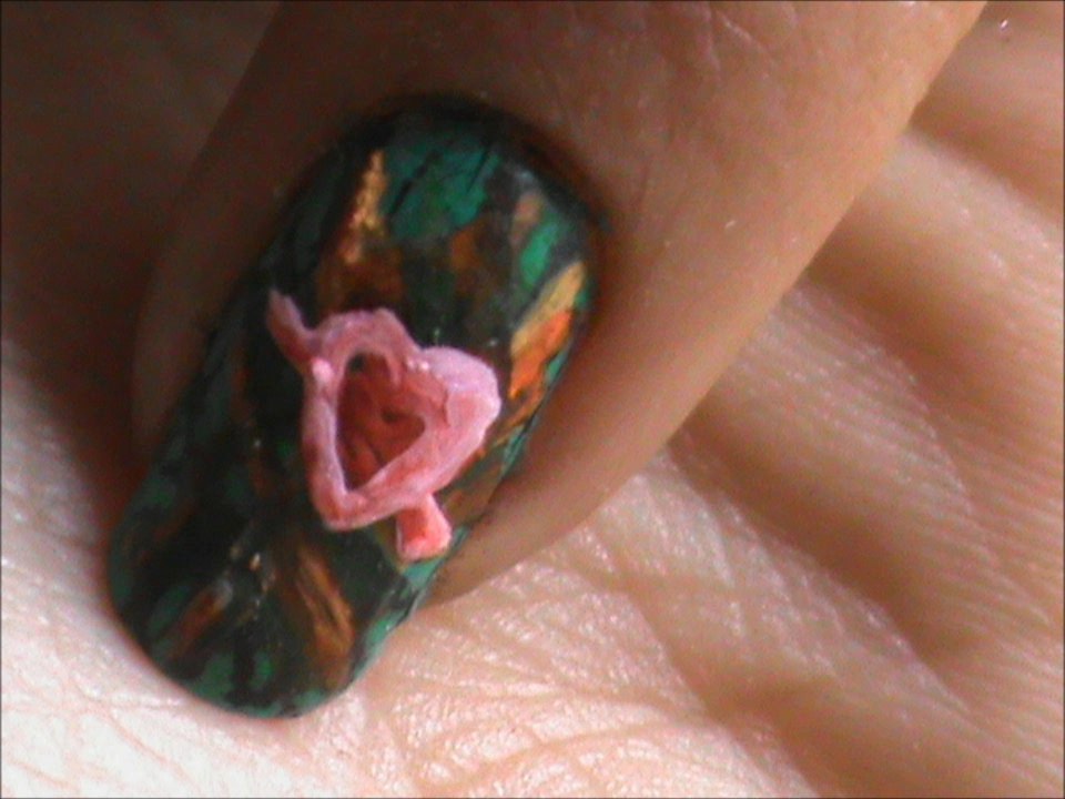 Heart on fire nail art