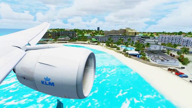 FSX KLM Boeing 777 Landing @ St Maarten ( Wing ) ( HD )