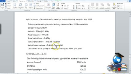 Q6 - Material Costing_Standard Costing