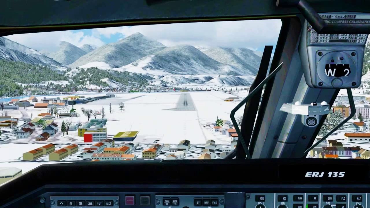 FSX Luxair ERJ 135 Landing @ Innsbruck ( Cockpit ) ( HD )