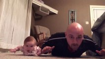 Dad And Baby Daughter Have An Adorable Work Out Session Together