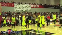 Mayweather plays in charity B-Ball game gets swatted