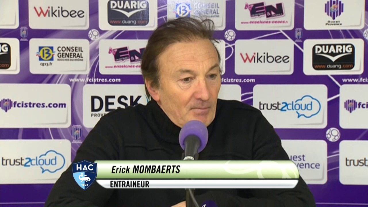 Conférence de presse FC Istres - Havre AC (0-1) : José  PASQUALETTI (FCIOP) - Erick MOMBAERTS (HAC) - 2013/2014