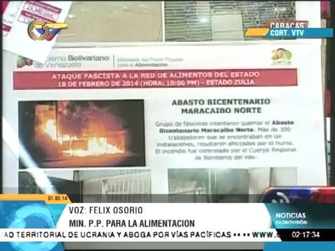 Osorio denuncia quema a establecimientos y transporte de Mercal