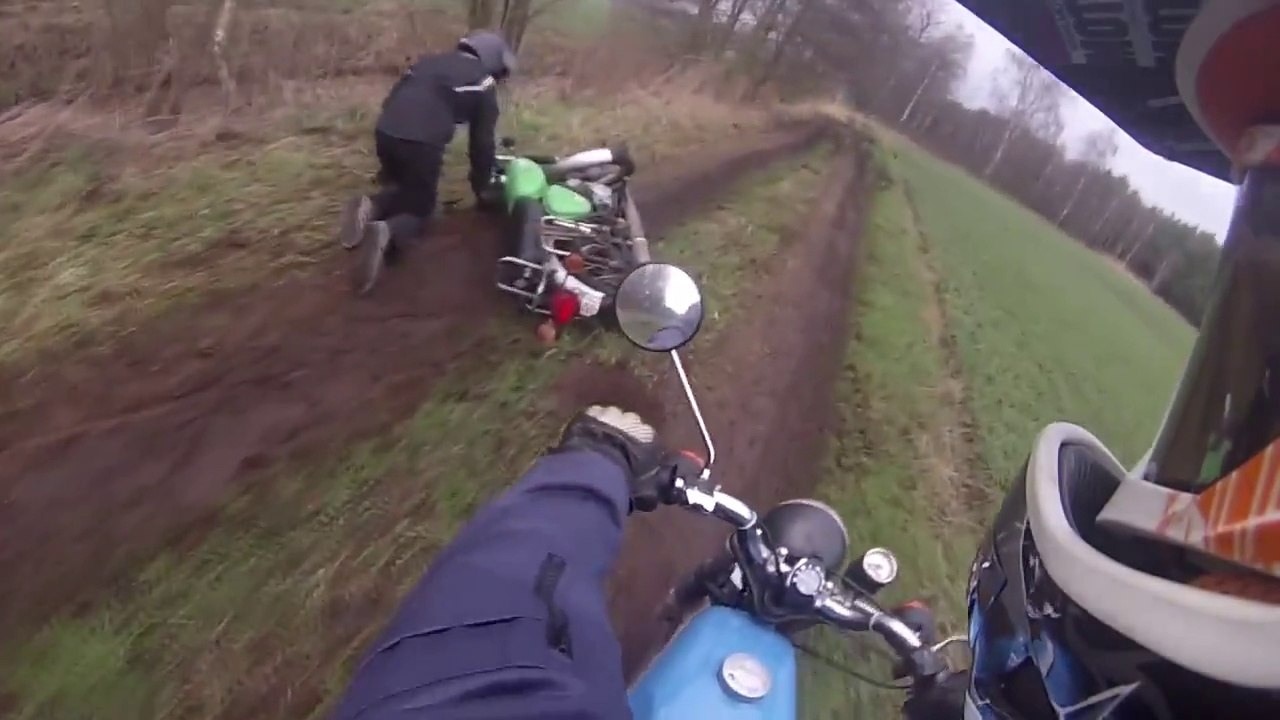 Simson S50 - Simson S51 Motorcycle Slide Out And Trail Riding