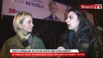 CHP'li gençler ve Aylin Kotil'den afiş nöbeti